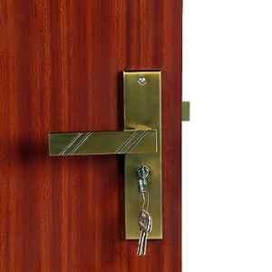 Handle Waala Altis 8 inch 60mm Stainless Steel Antique Brass Finish Cylindrical Plate Both Side Key Mortise Door Lock Set