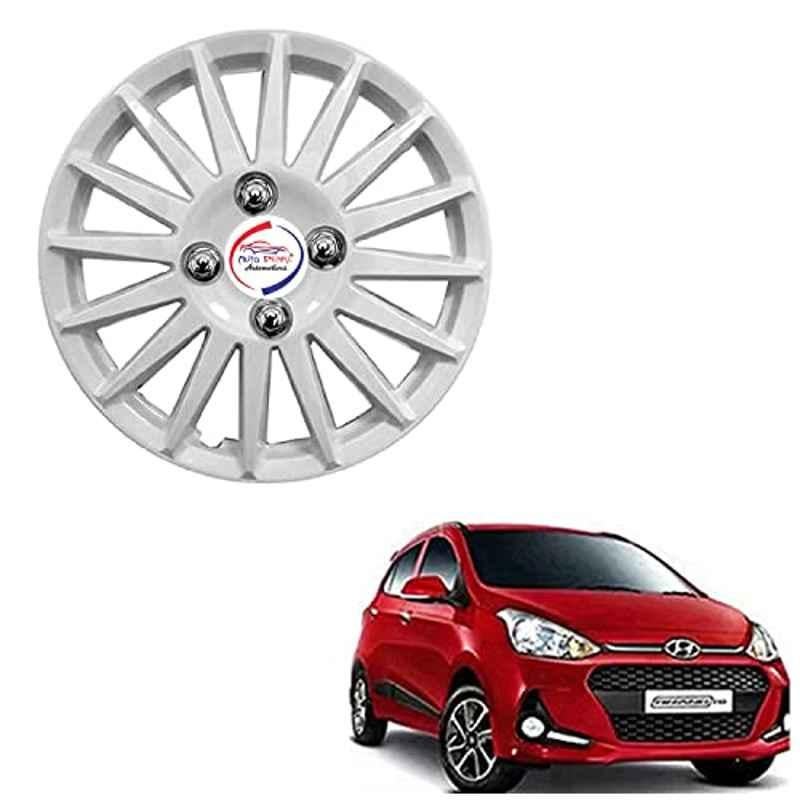 Auto Pearl 4 Pcs 14 inch ABS Silver Press Type Hubcap Wheel Cover Set with Retention Ring for Hyundai I10 Grand 2017