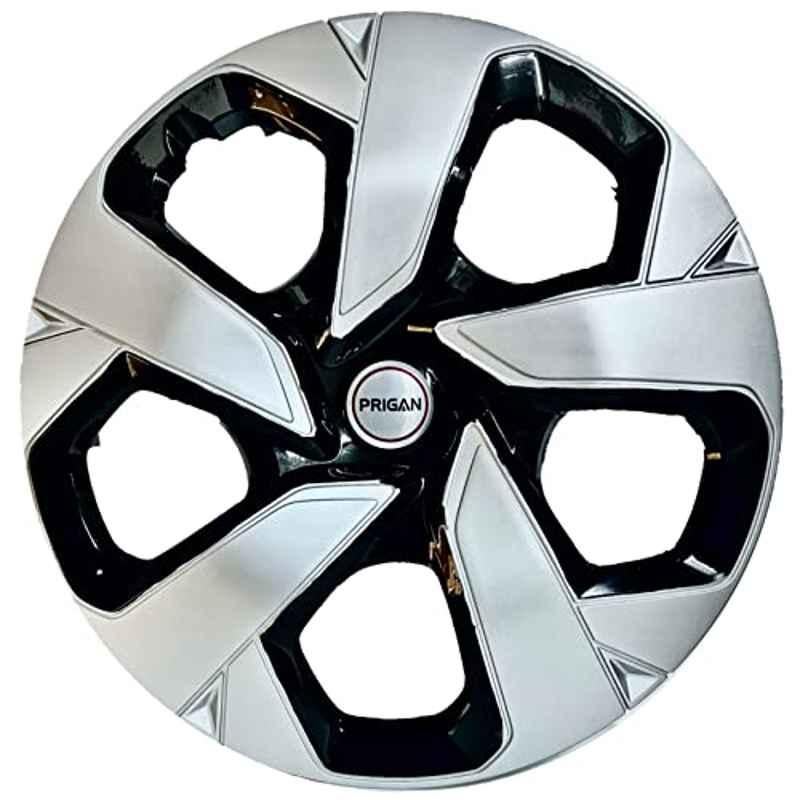 Prigan 4 Pcs 15 inch Polypropylene Black & Silver Press Fitting Car Wheel Cover Set for Maruti Suzuki Ertiga
