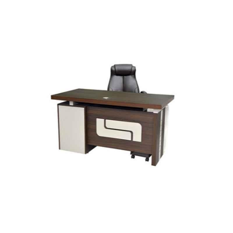 75x140x70cm Wooden Brown Executive Office Desk Table with 3 Lockable Drawers