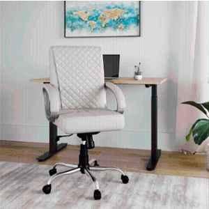 RM HOME Charlie PU Leather Medium Back Beige Executive Chair