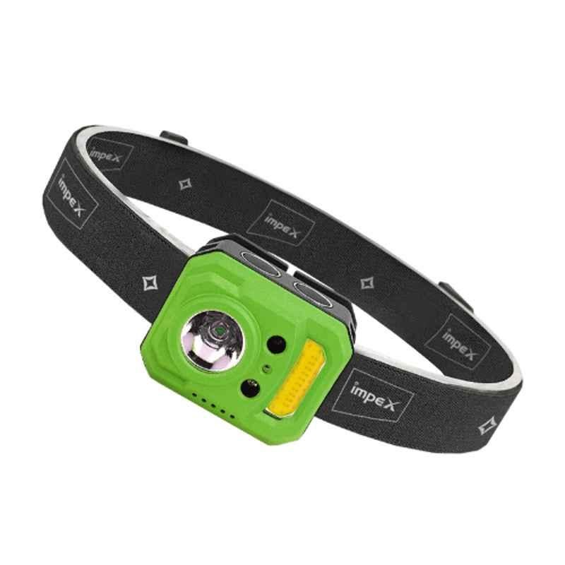 Impex 3W 850mAh Black & Green Rechargeable LED Head Lamp, HL 2202