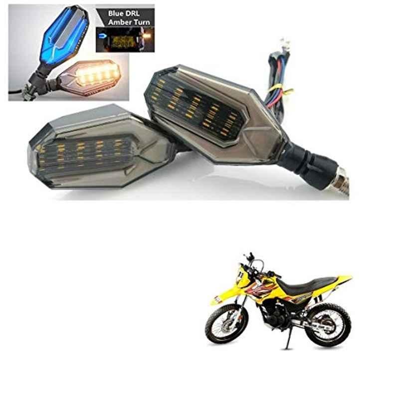 Kozdiko 4 Pcs Plastic Front & Rear U Shape Dual Color DRL LED BIke Indicator Set for Hero Impluse