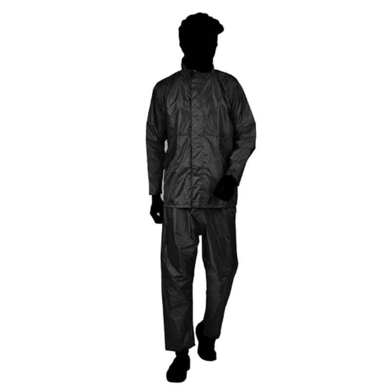 Duckback 667 Polyester PVC Coating Black Rainsuit Set, SRPLPR6671022, Size: XL