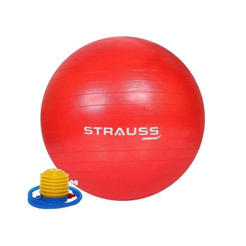 Strauss 75cm Red PVC Anti Burst Gym Ball with Foot Pump, ST-1483