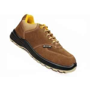 Krieger Leather Brown Low Ankle Steel Toe High Performance Work Safety Shoes, KR 2003, Size: 5