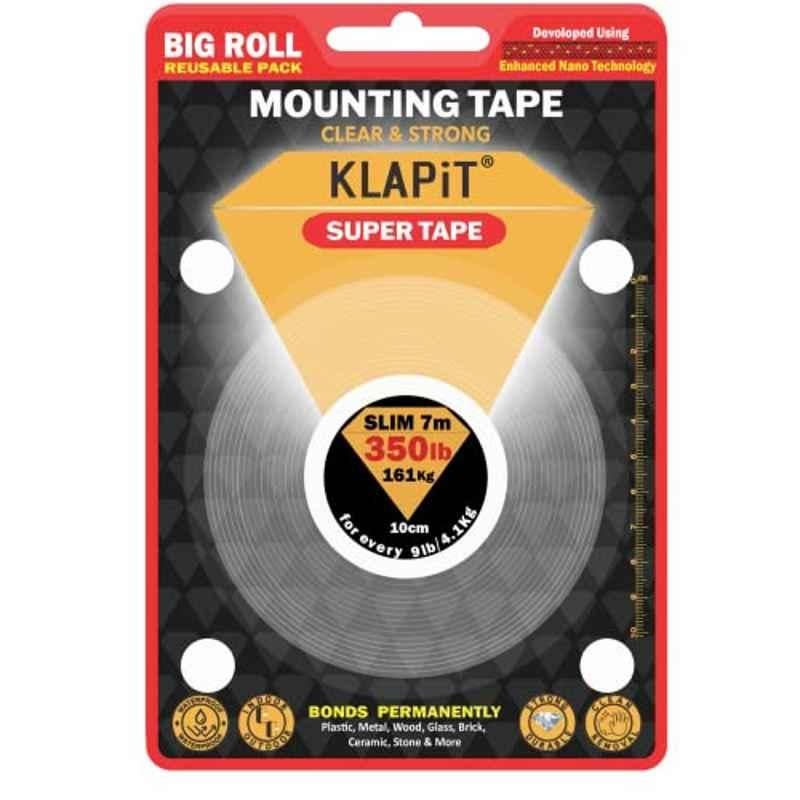 Klapit 7m 161kg Acrylic Clear Double Sided Heavy Duty Mounting Tape