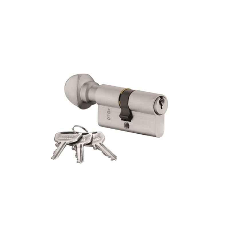 Dorset 70mm Brass Silver Stainless Steel Finish Euro Profile Cylinders with One Side Key & Thumb, CL207SS70 (Pack of 2)