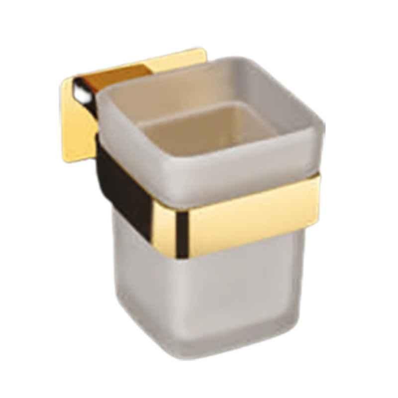 Azaro 3x4x5 cm Brass Wall Mounted Tumbler Holder for Brush & Toothpaste, PVD-03