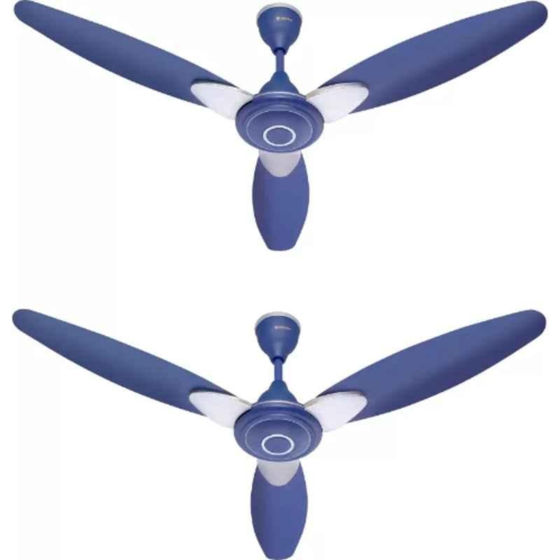 Candes Florence 41W Silver & Blue 3 Blade Energy Saving Ceiling Fan, Sweep: 1200 mm (Pack of 2)