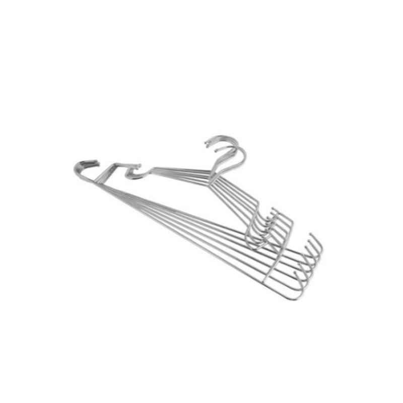 ROYALFORD Metal Silver Cloth Hangers with Extra Hooks, RF2575 (Pack of 6)