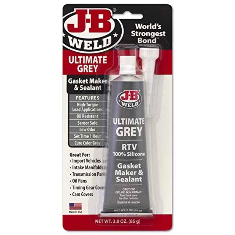 J-B Weld 90ml Ultimate Grey RTV Silicone Adhesive Gasket Maker & Sealant Tube, 32327