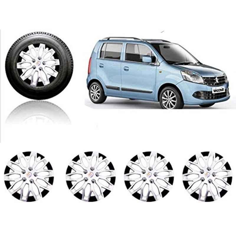Auto Pearl 4 Pcs 13 inch ABS Silver & Black Car Wheel Cover Set for Maruti Suzuki Wagon R New