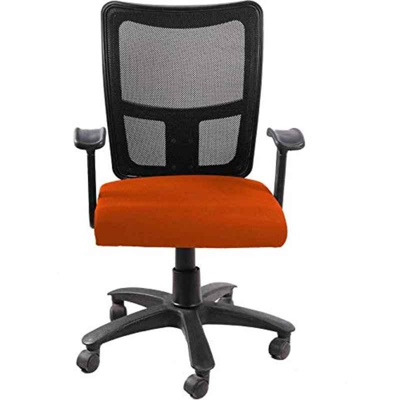 KDF Mart Upholstery Fabric orange Medium Back Adjustable Executive Swivel Chair with Back Support, MIS118