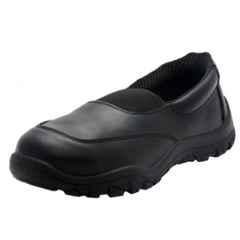 Acme Wendy Lavie Leather Steel Toe Black Slip On Women Safety Shoes, Size: 4