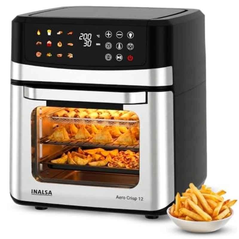 Inalsa Aero Crisp 12 Litre 1700W Stainless Steel Black Air Fryer Oven with 2 Years Warranty