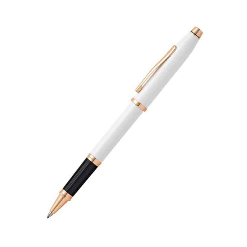 Cross Century II Black Ink Pearlescent White Rose Gold Body Roller Ball Pen with 1 Pc Black Gel Ink Refill Set, AT0085-113