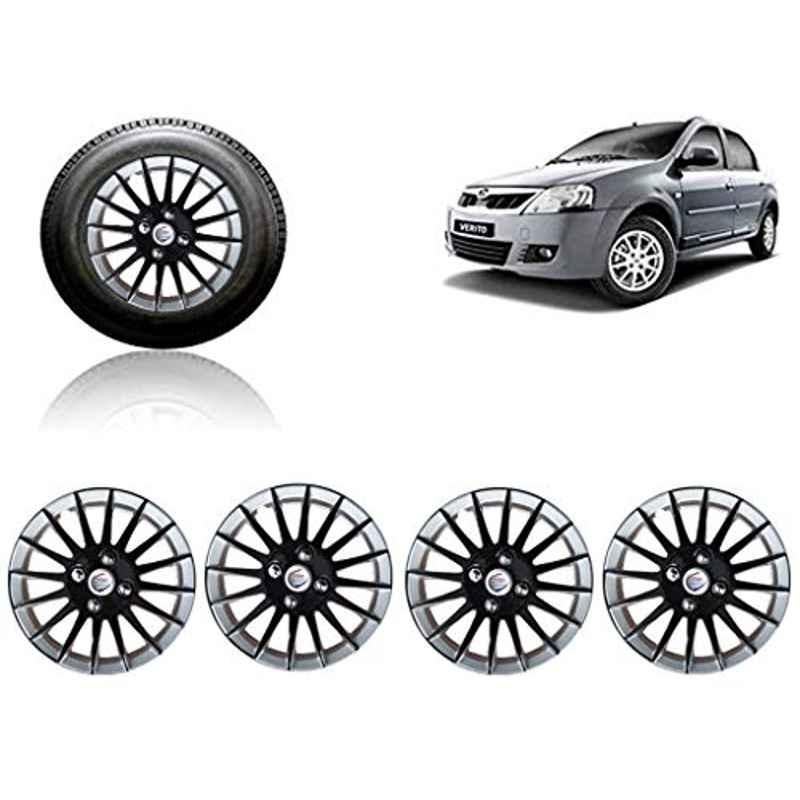 Auto Pearl 4 Pcs 14 inch ABS Black & Silver Car Wheel Cover Set for Mahindra Verito
