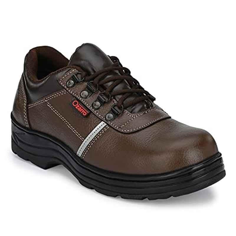 Ozarro Leather Steel Toe Brown Safety Shoes, S4411BROWN, Size: 6