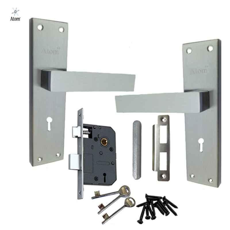 ATOM 200mm Stainless Steel & Brass Silver Satin Finish Mortise Door Lock Set, MH-G11-KY-SS
