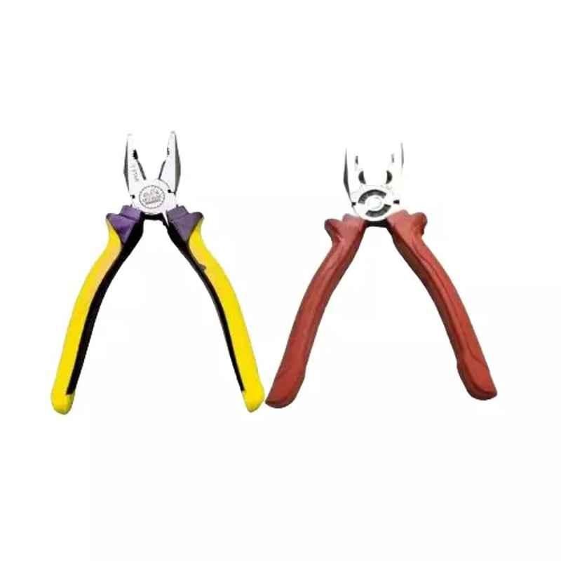 Sky Blue 2 Pcs 8 inch Multicolour 2 Cutting Wire False Piece Lineman Plier Combo, SBE279