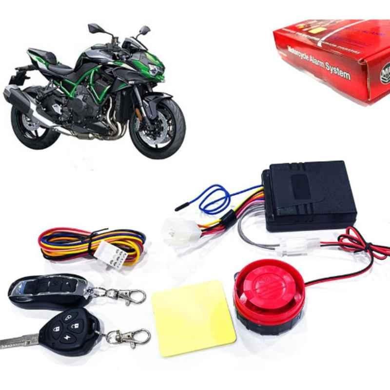 Auto Pearl 12V Black Two-Way Anti Theft Motorcycle Alarm Kit with 2 Pcs Remote for ZH2 BS6