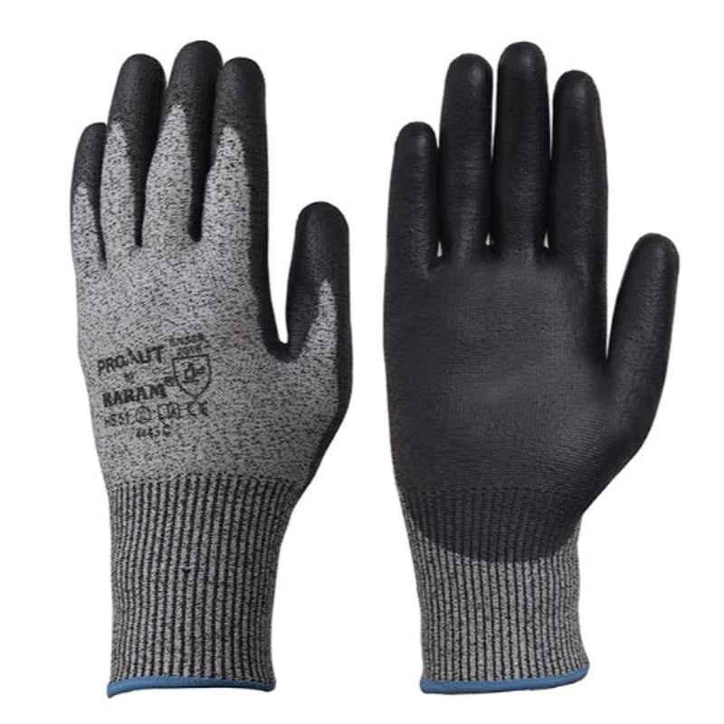 Karam HS51 HPPE Cut-4 Liner Gloves with Black PU Coating Size: L