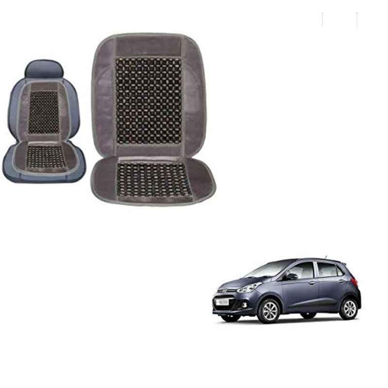 Kozdiko Wooden Bead Seat with Grey Velvet Border for Hyundai Grand i10