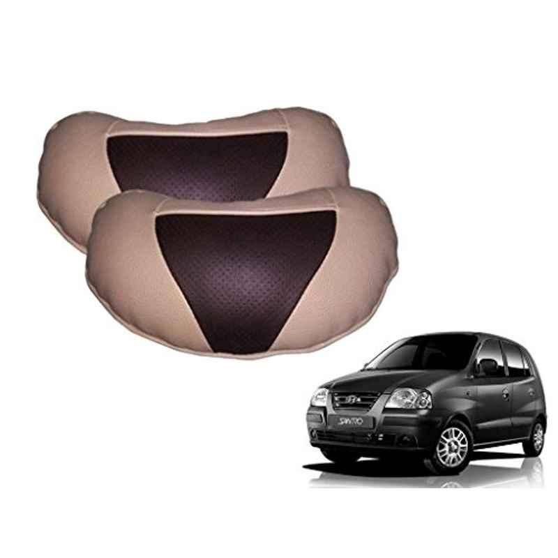 Kozdiko 2 Pcs Brown & Beige Neck Rest Set for Hyundai Santro::Santro Xing, koz_38859