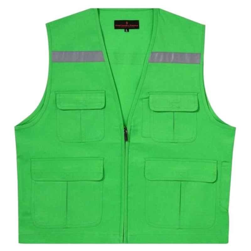 Superb Uniforms Cotton Green Reflective Safety Vest Jacket, SUWHVV/Gr/002, Size: S
