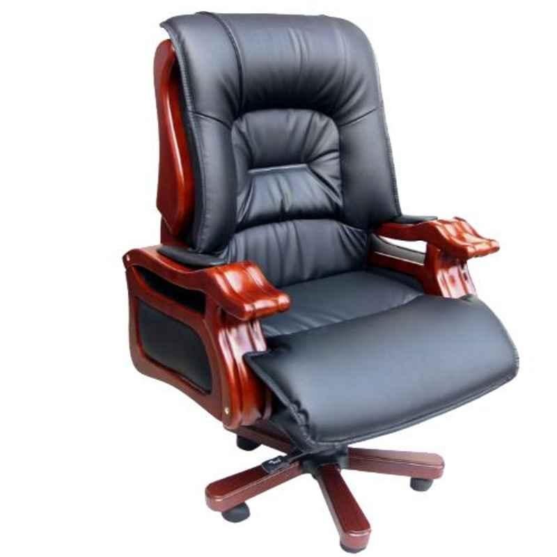 Arko Black Wooden Medium Back Adjustable Knee Tilt||Torsion Bar Executive Chair, A-88