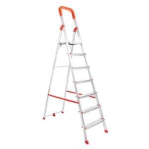 Mizu 7 Step Aluminium Silver Foldable Ladder with Platform & 5 Years Warranty