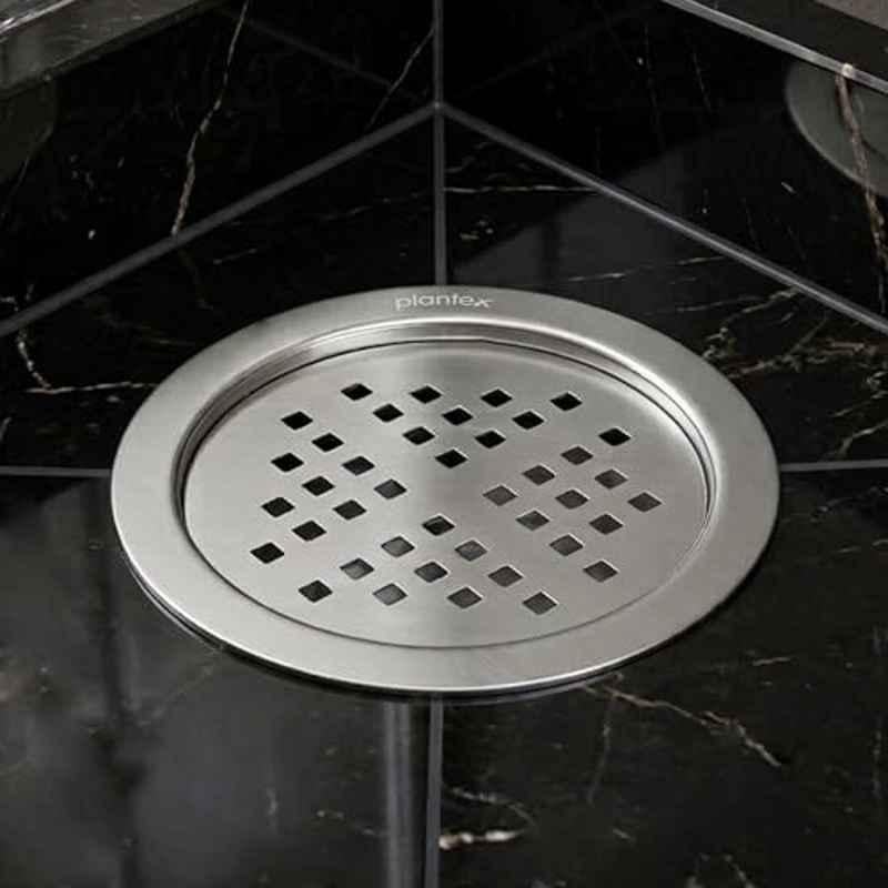 Plantex TRINEX 5x5 inch Chrome 304 Grade Stainless Steel Bathroom Drain Cover/Floor Drain Jali for Bathroom/Drainage Cover