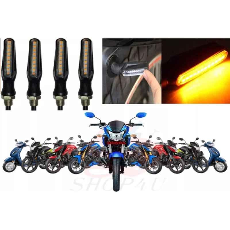 Shop4U Ktm Style Sleek Pencil Type Yellow Led Indicators for Bike Motorcycle Turn Signal Blinkers Light for Honda/Ktm Style, SHO-HTGNBE
