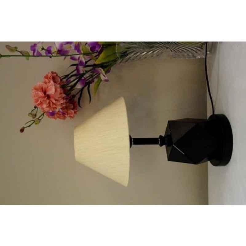 Tucasa Metal Table Lamp with LED in Base with Off White Polycotton Shade, P9-B-1