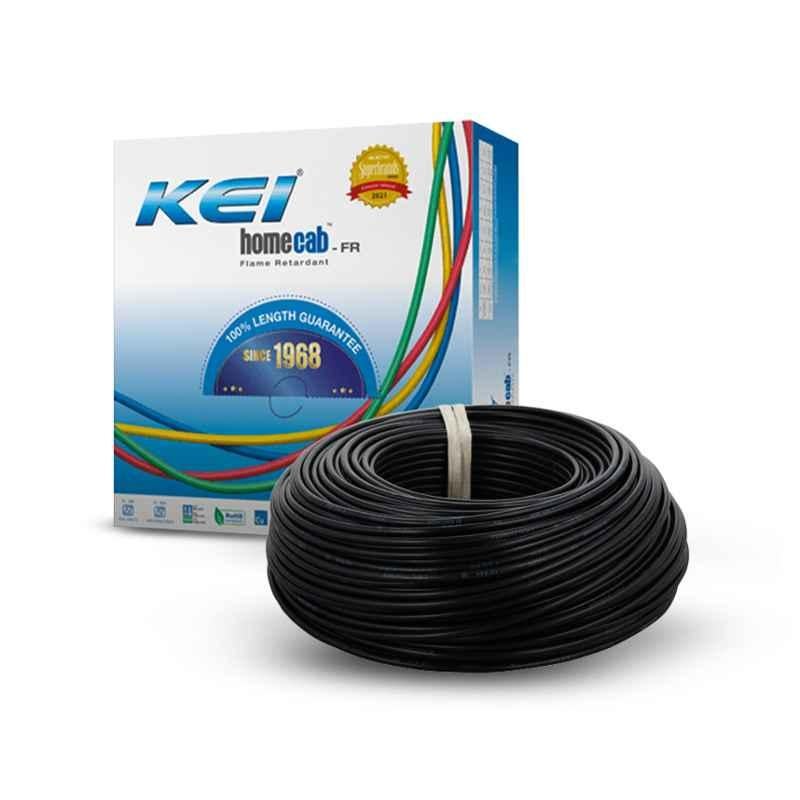 KEI 4 Sqmm Single Core Homecab FR Black Copper Unsheathed Flexible Cable, Length: 90 m