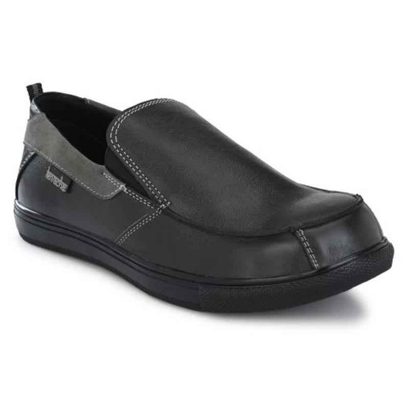 Kavacha S69 Leather Steel Toe Black Work Safety Shoes, Size: 7