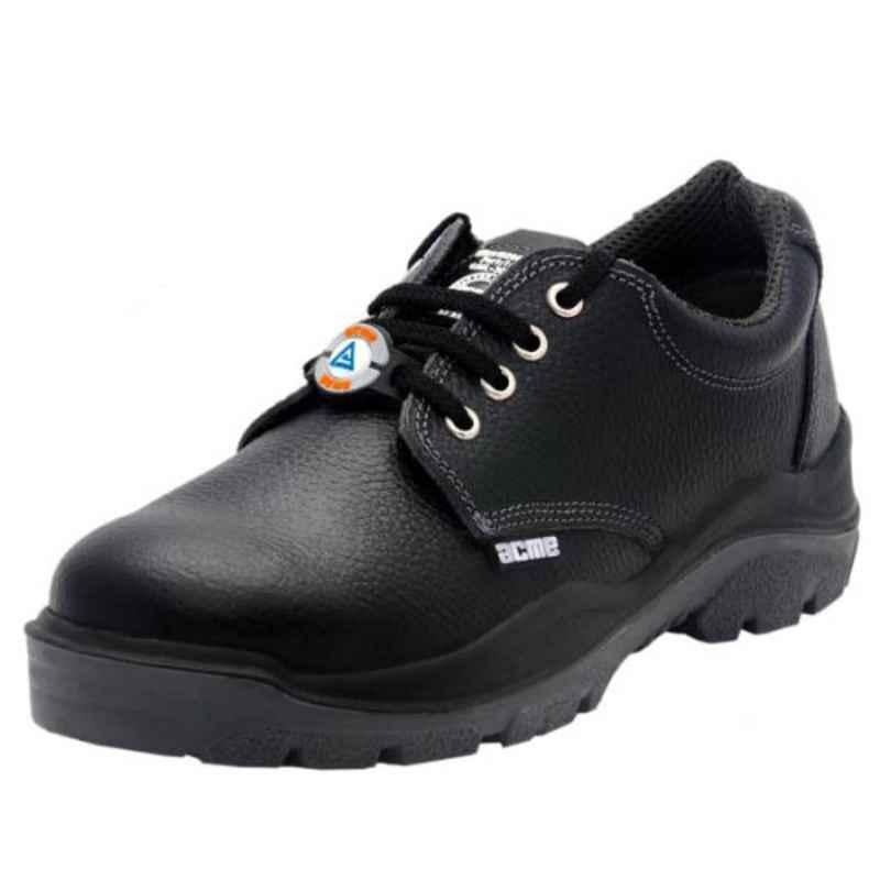 Acme Lithium Ssteele Leather Low Ankle Steel Toe Black Safety Shoes, Size: 10