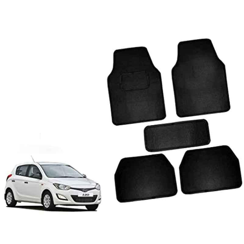 Auto Pearl 5 Pcs Polyester Black Car Floor Carpet Set for Hyundai I20 Type2