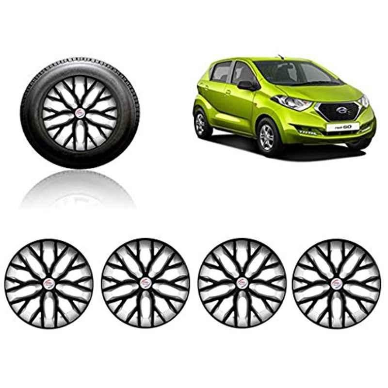 Auto Pearl 4 Pcs 13 inch ABS Black &a; Silver Press Type Fitting Car Wheel Cover Set for Datsun Redi Go-picture-23