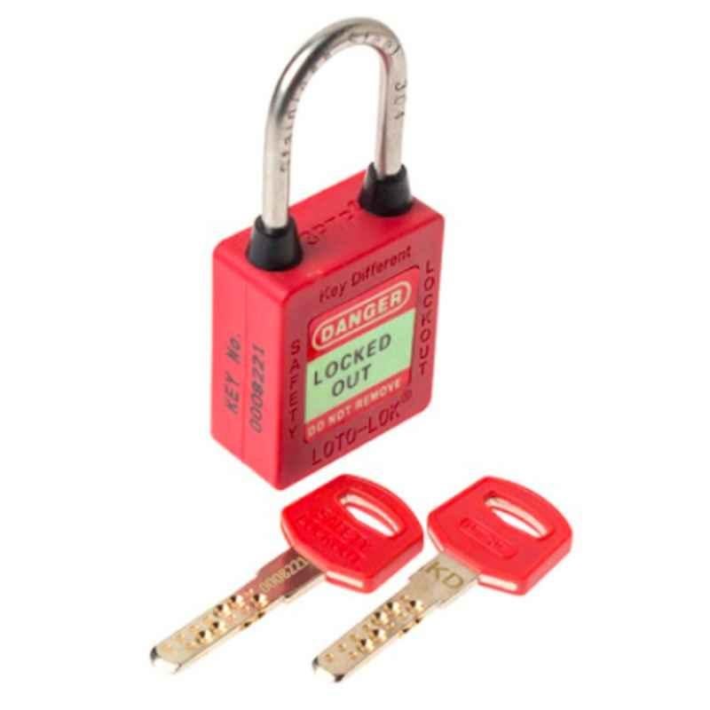 LOTO-LOK 20mm Stainless Steel & Nylon Red Three Point Traceability Padlock, 3PTPRKDR40
