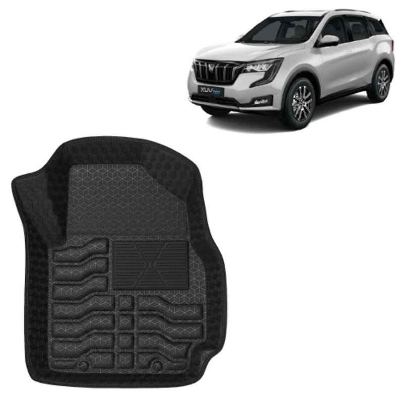 Kingsway 4 Pcs Premium 4.5D 100% Waterproof Tray Shape PVC Black Car Floor Mat Set for Mahindra XUV 700 7 Seater 2021 Onwards All Model