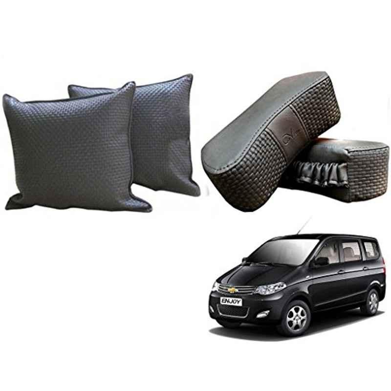 Kozdiko One Pair Grey Neck Rest & One Pair Cushion Combo for Chevrolet Enjoy