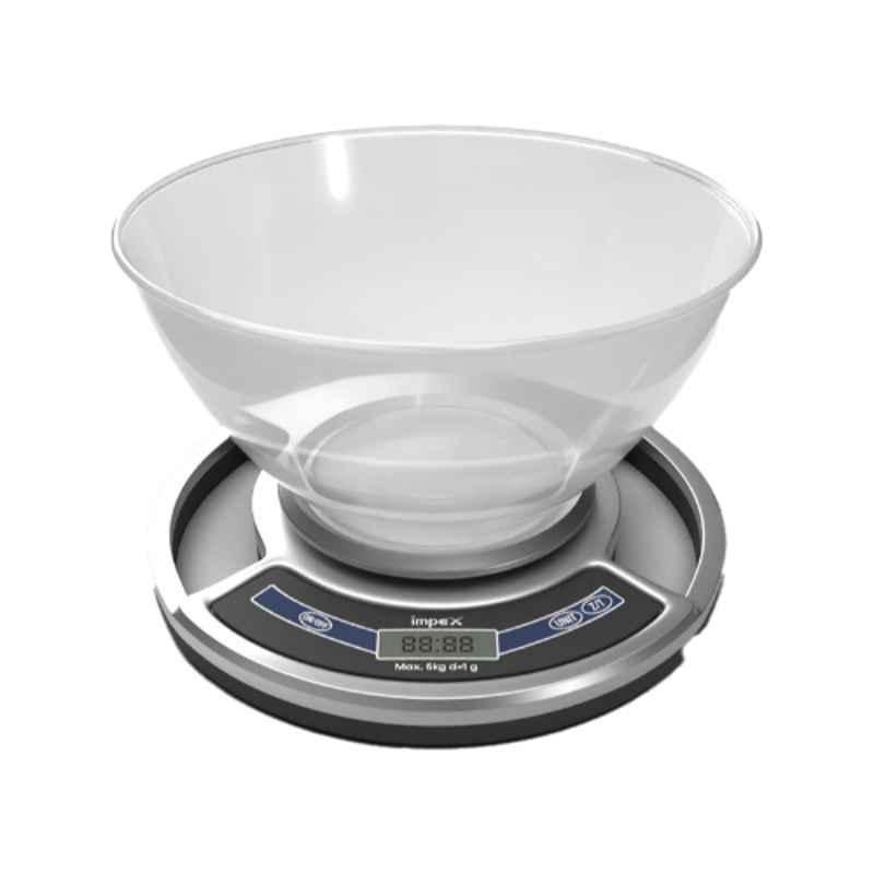 Impex 5kg Silver Electronic Kitchen Bowl Scale, KS 01