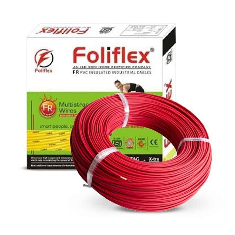 Foliflex Safety 6 Sqmm Red Single Core FR Multistrand PVC Flexible Wire, Length: 90 m