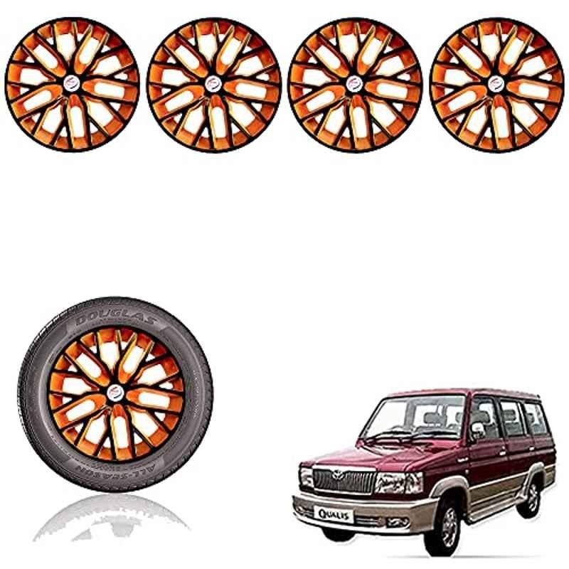 Auto Pearl 14 inch ABS Black & Orange Press Type Car Hub Cap Wheel Cover for Qualis