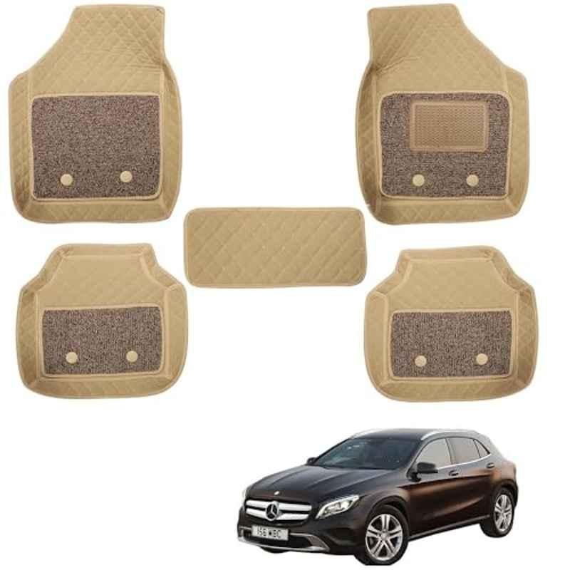 Kozdiko 5 Pcs Waterproof & Luxury 7D Beige Leatherette Car Floor Mats Set for Mercedes Benz Gla Class