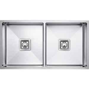 Arquin Diamond 45x20x10 inch Stainless Steel 304 Silver Matt Finish Square Double Bowl Kitchen Sink