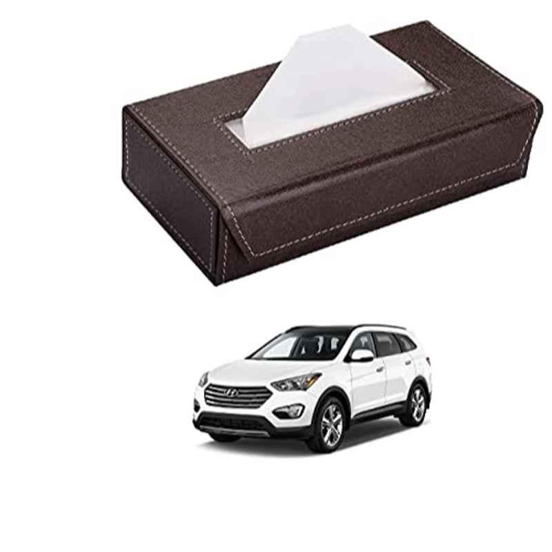 Kozdiko 100 Pulls PU Leather Brown Car Tissue Paper Box with 200 Sheets for Hyundai Santafe