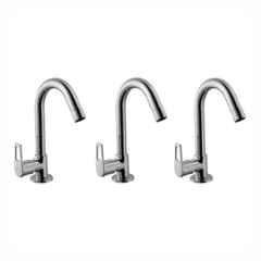 Fastgear Brass Chrome Finish Silver Sink Tap, FG1120 (Pack of 3)